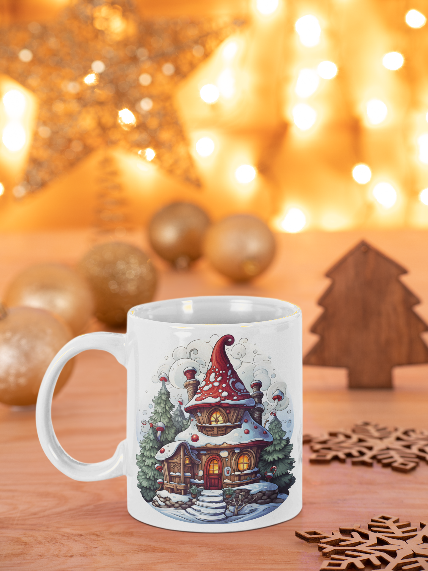 Santa Christmas Winter House 11ozCoffee Mug, Retro Christmas Seasonal Decor, Christmas Mug Gift, Christmas Coffee Mug