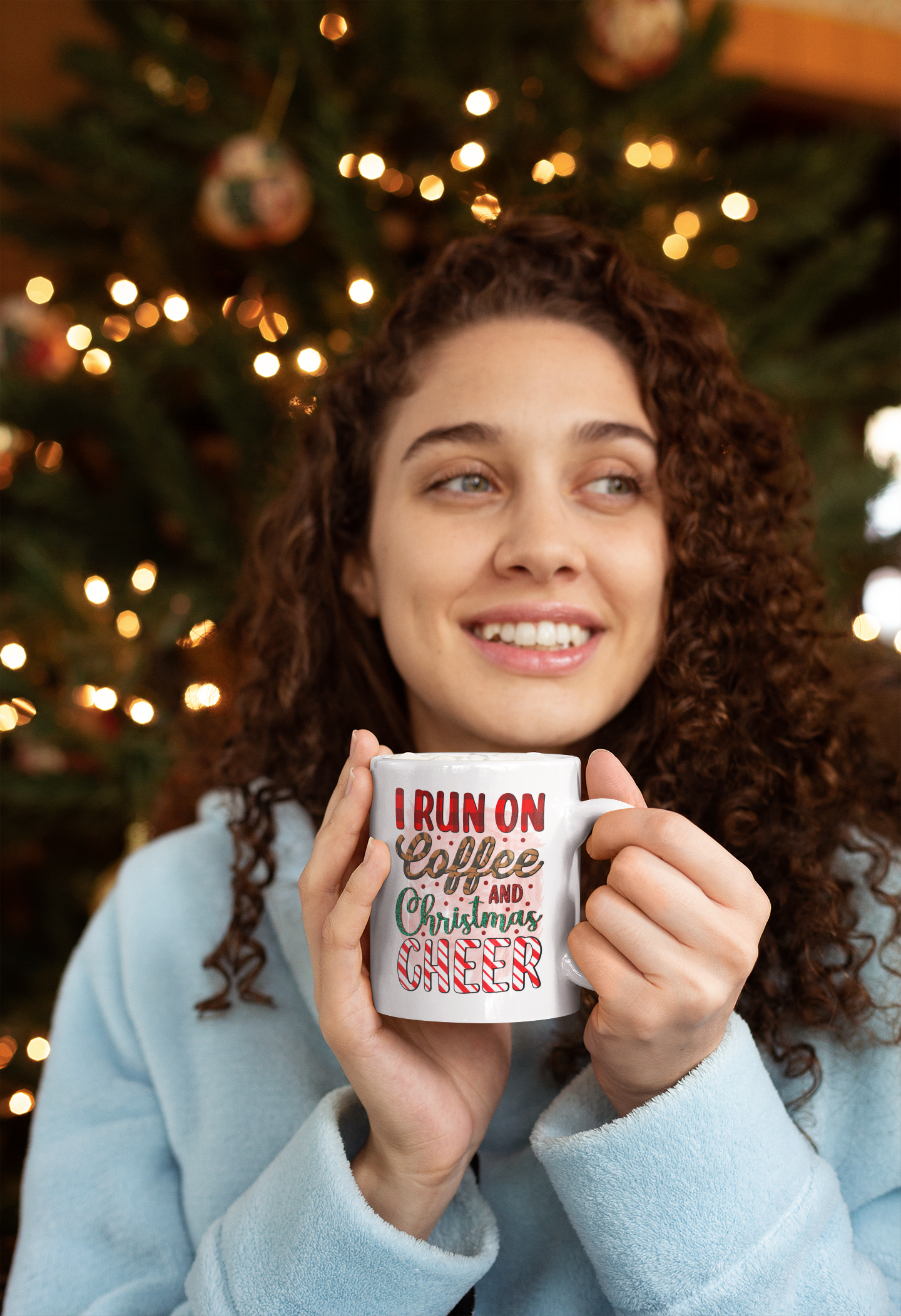 I RUN ON COFFEE AND CHRISTMAS CHEER 11oz Coffee Mug,  Christmas Mug Gift, Christmas Coffee Mug