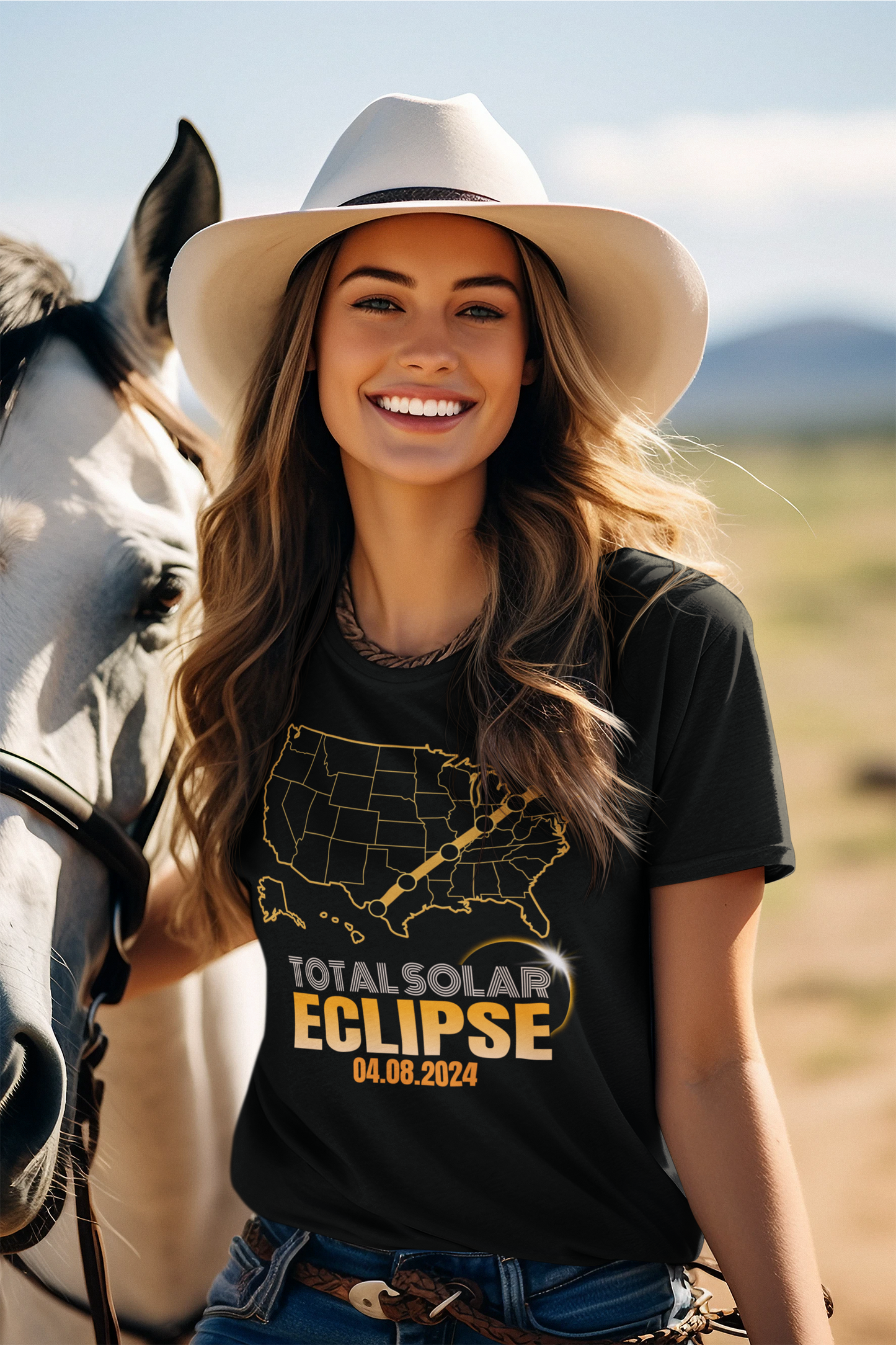 Cross Country Total Solar Eclipse 04.08.2024 Commemorative Unisex T-Shirt