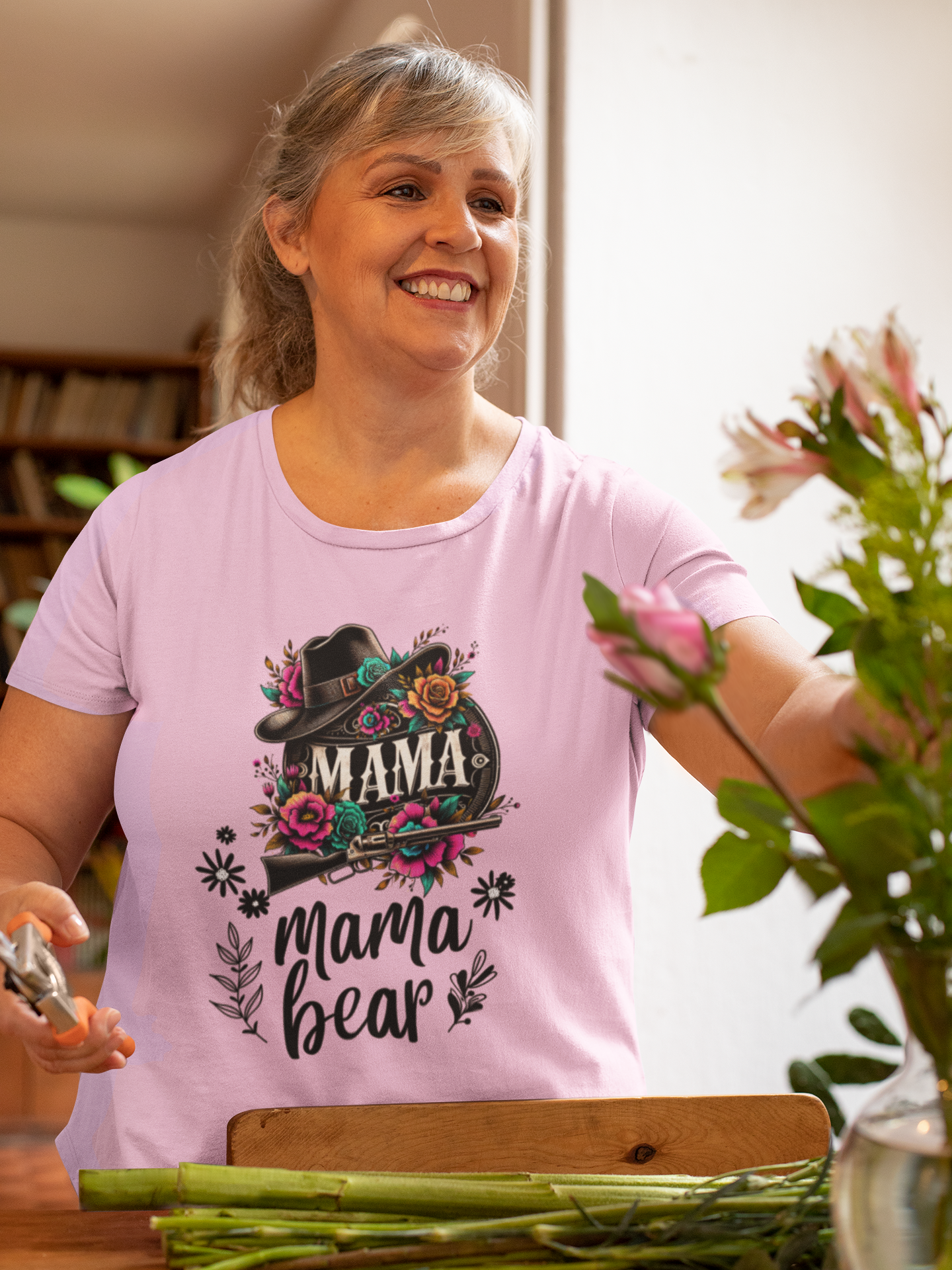 Mama Bear Flower Hut Mothers Day T-shirt BELLA CANVAS Short Sleeve Tee