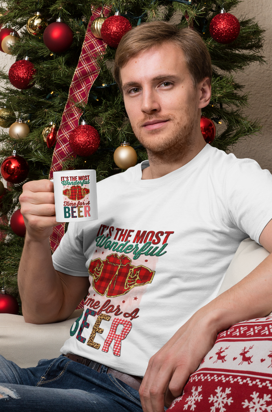 TIME FOR A BEER Christmas 11oz Coffee Mug, Christmas Mug Gift, Christmas Coffee Mug