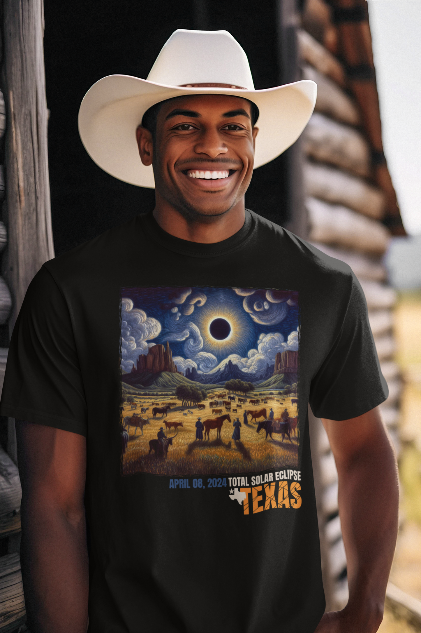 Retro Texas Total Solar Eclipse Commemorative Unisex T-Shirt